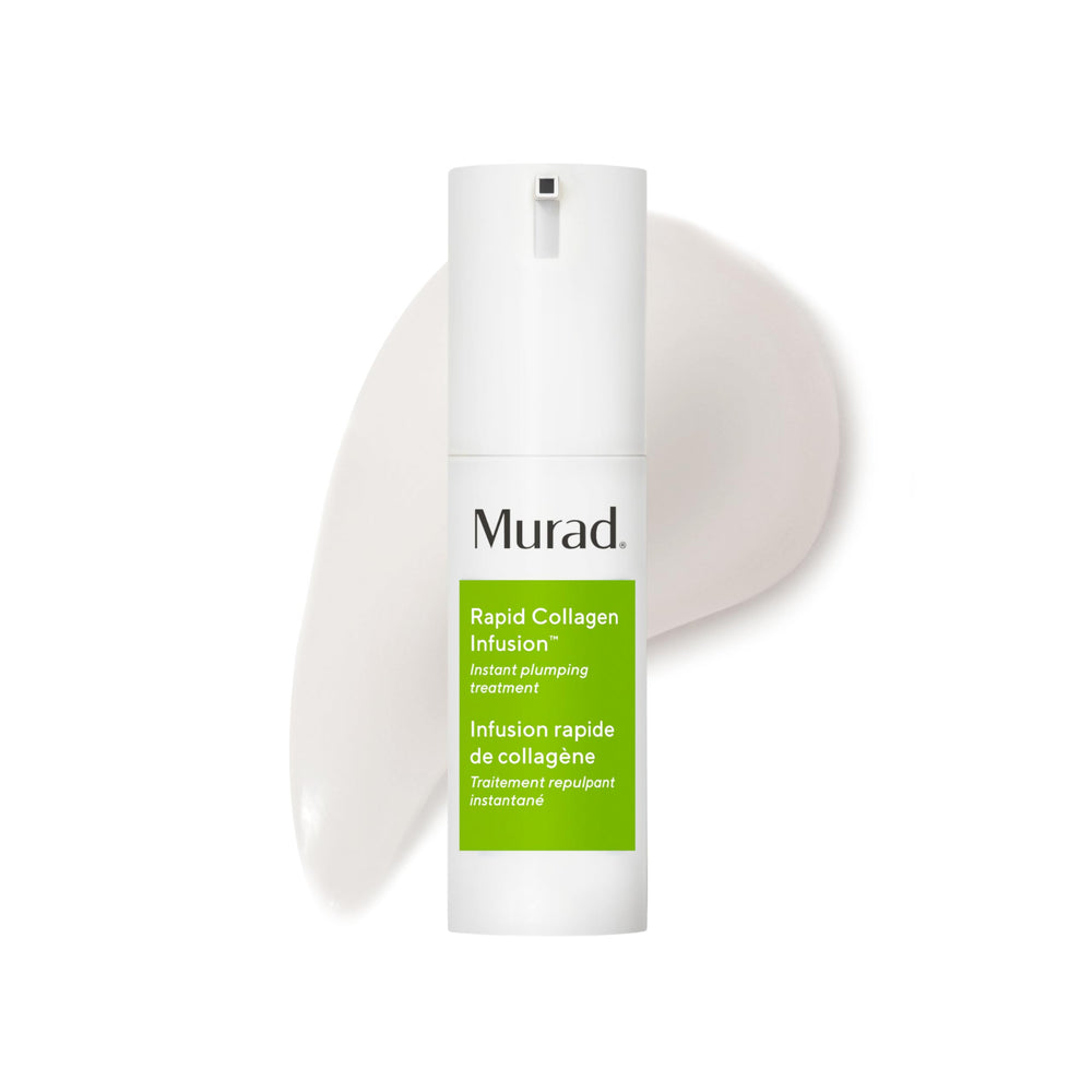 Murad Rapid Collagen Infusion bottle with pump for quick application and radiant skin.