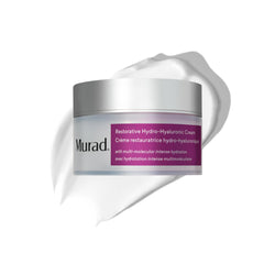 Murad Restorative Hydro-Hyaluronic Face Cream packaging highlights moisture-boosting formula.