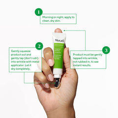 Murad Targeted Wrinkle Corrector on hand displays creamy texture