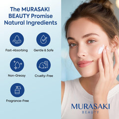 Murasaki Beauty Arnica cream texture shows lightweight, non-greasy hydration.
