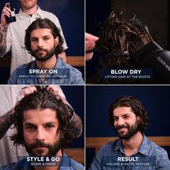 Murdock London Sea Salt Spray applied to damp hair for volume.