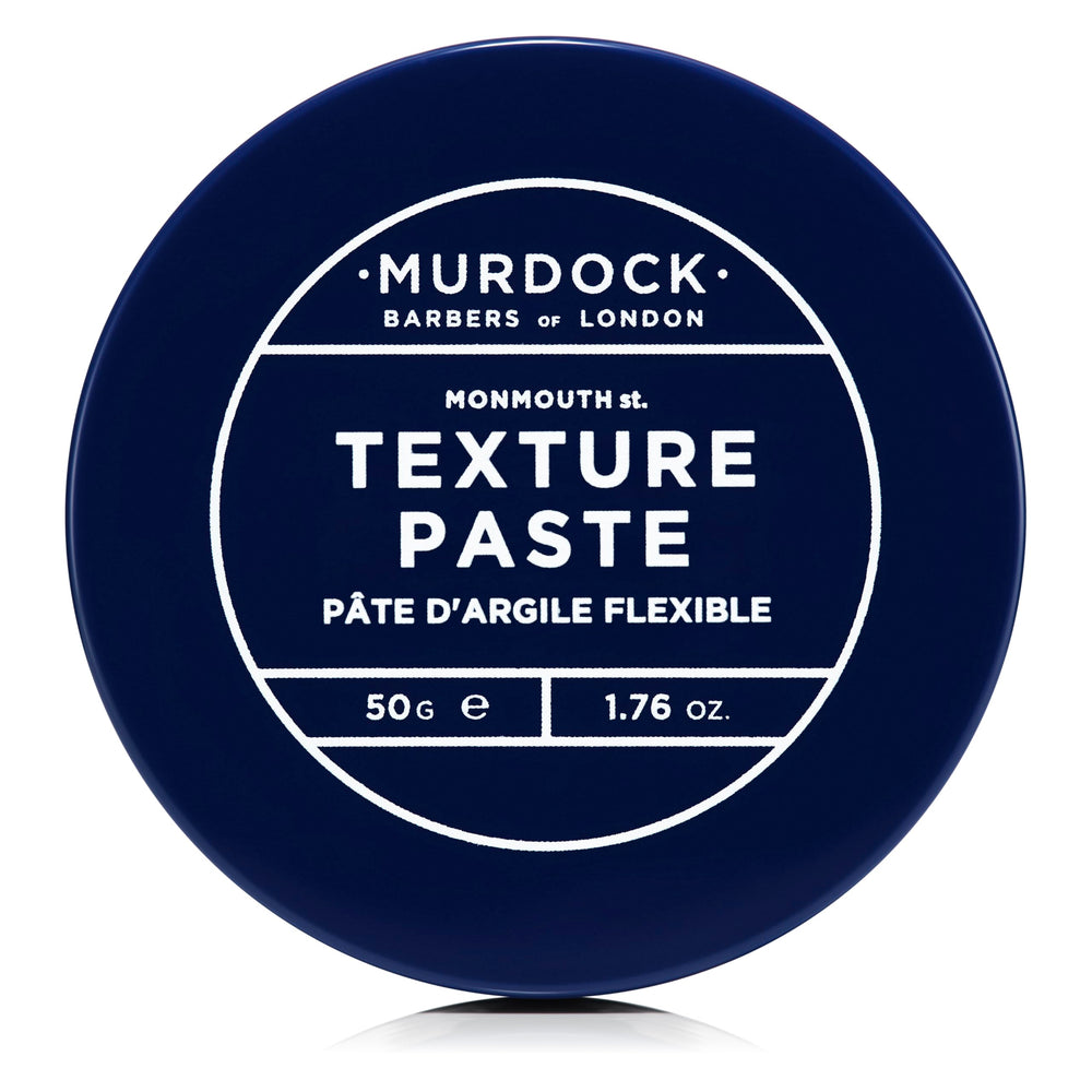 Murdock London Texture Paste jar close-up showing soft hold and low sheen.