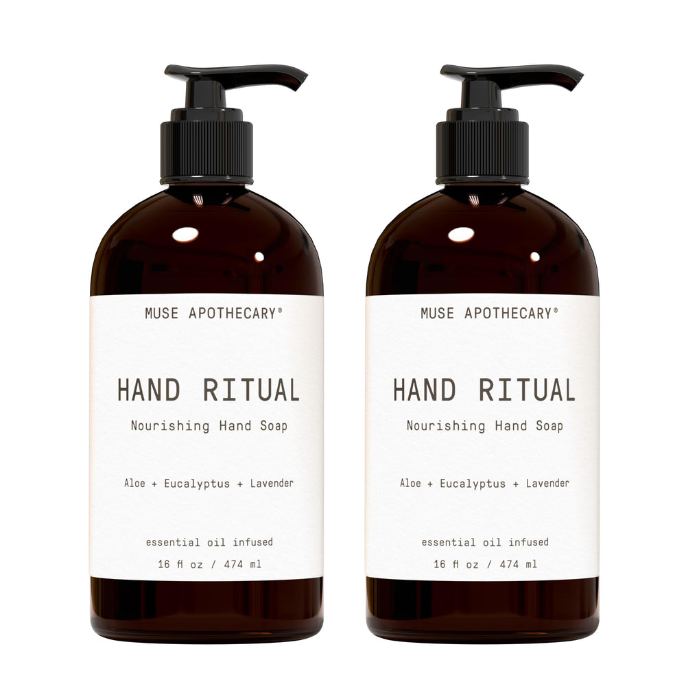 Muse Apothecary Hand Ritual bottle pump delivers aromatic cleansing and nourishment.