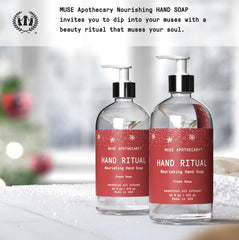 Pump action of Muse Apothecary Hand Ritual demonstrates easy daily use and aroma.