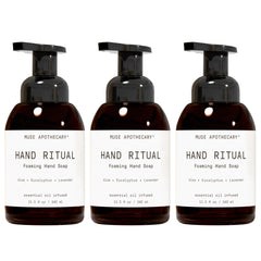 Muse Apothecary Hand Ritual foaming bottle delivers a rich, refreshing cleanse.