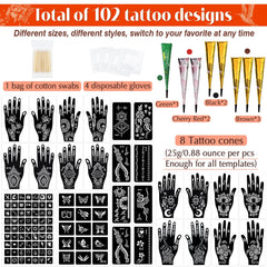 MuseLuxe design templates with 102 patterns for personalized temporary body art