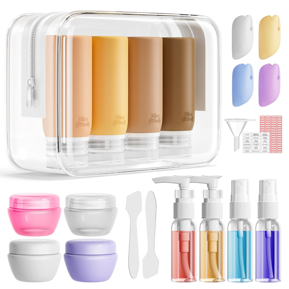 Muslish travel bottles apricot set for organized packing on trips