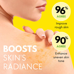 Muun Turmeric Scrub texture sugar granules — fine exfoliation suitable for body use.
