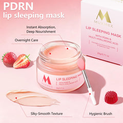 Muxmrx PDRN lip mask gel texture close-up emphasizes lightweight, non-sticky feel.