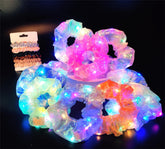 MUYANN light-up scrunchie rainbow colors glows vividly for festive party styling and photos