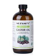 MUZAMOX castor oil amber glass bottle ready for easy pour and purity