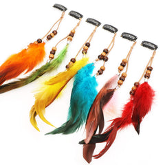 MWOOT feather headwear shown at party cosplay, suggesting instant statement look