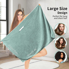 My Novel Things hair towel wrap green closeup of soft microfiber for fast drying.