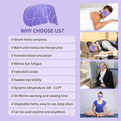 MYEBONG steam eye mask on eyes demonstrates comfortable fit for relaxing moments.