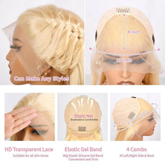 Myecool 13x4 lace-front cap shows comfortable Swiss lace and secure fit.