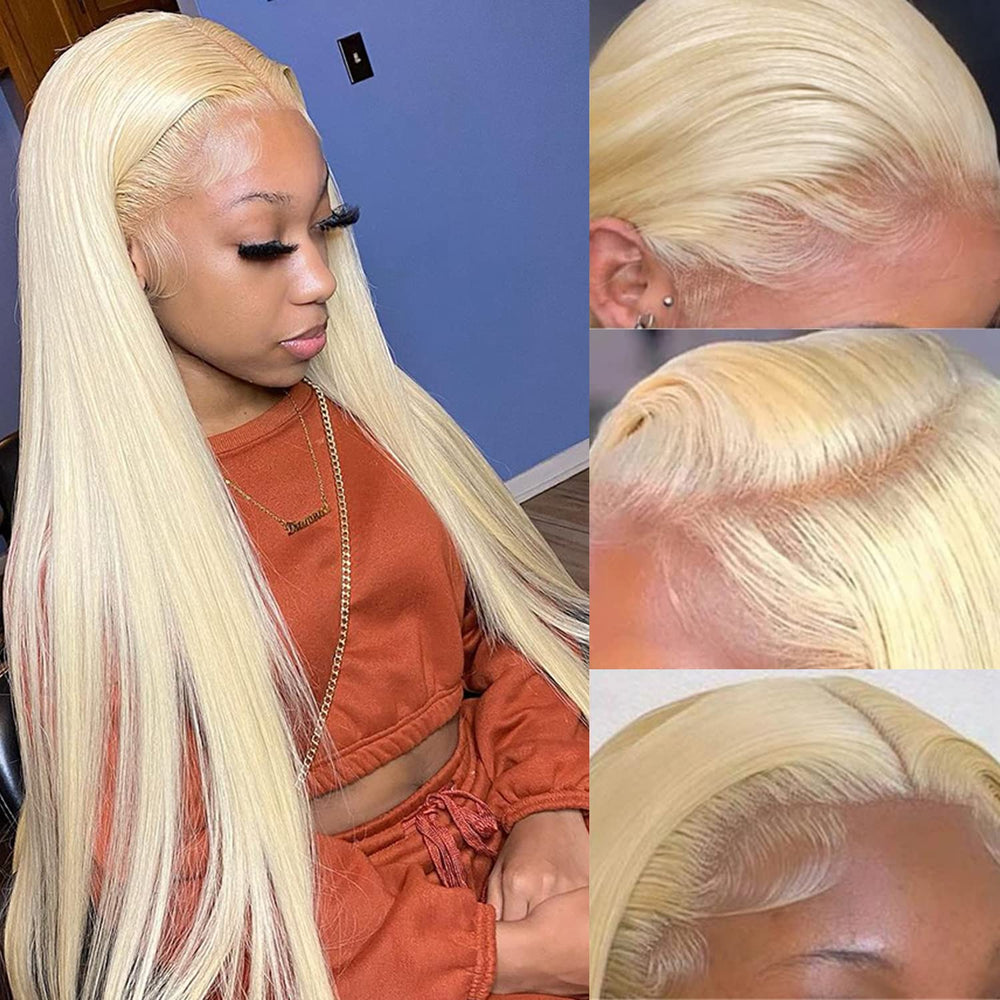 Myecool 30inch 613 lace-front wig presents natural-looking length and seamless parting.