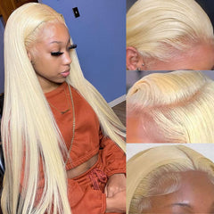 Myecool 30inch 613 lace-front wig presents natural-looking length and seamless parting.