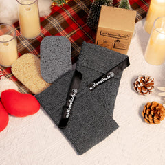 myHomeBody exfoliating pouch in shower use for foot scrubs and smoother skin.