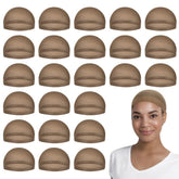 MYKURS stocking wig cap in brown; soft nylon for breathable, all-day comfort.