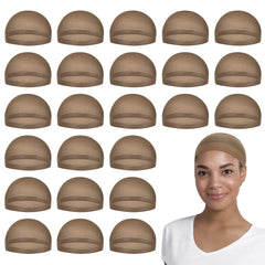 MYKURS stocking wig cap in brown; soft nylon for breathable, all-day comfort.