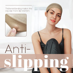 MYKURS wig cap flattening real hair for secure wig placement and comfort.