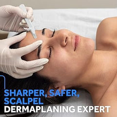 MyMed 14R dermaplane razor edge close-up highlighting precise blade design for dermaplaning