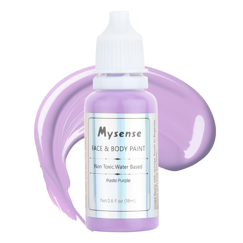Mysense Pastel Purple Face Paint bottle top for precise Halloween makeup.