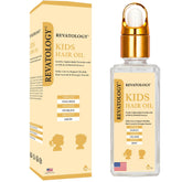 Mystique Abundance Revatology bottle closeup shows a gentle kid-friendly hair oil.