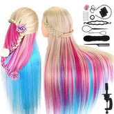 MYSWEETY 29-inch colorful hair mannequin head closeup for realistic practice and styling.
