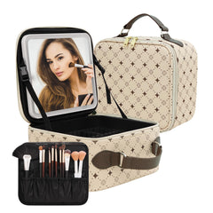 M Y U R E N travel makeup bag with 360-degree rotating LED mirror for precise makeup