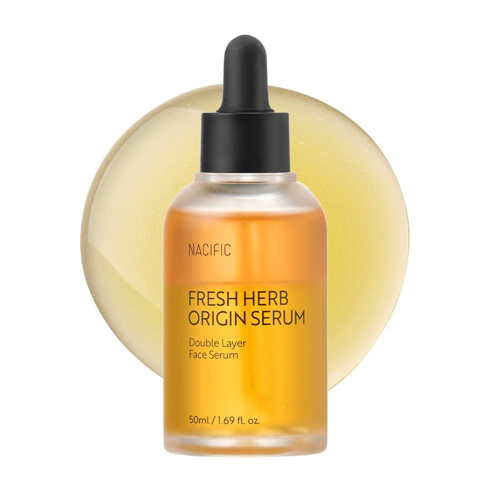 NACIFIC Fresh Herb Origin Serum bottle close-up displaying bi-phase hydration for balanced skin.