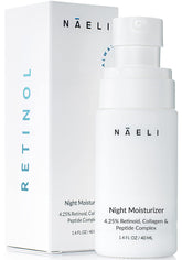 NAELI Retinoid Night Cream jar front highlights anti aging formula for firmer, smoother skin.