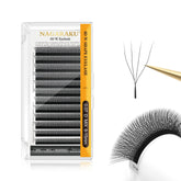 NAGARAKU 4D W shape lash fans close-up showing fluffy, natural volume.