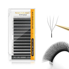 NAGARAKU 4D W shape lash fans close-up showing fluffy, natural volume.