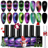 NAIL GIL Cat Eye gel polish with black base showing dramatic magnetic cat eye effect