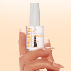Nail Tek Formula 2 nails closeup showing protein-enriched repair on soft nails