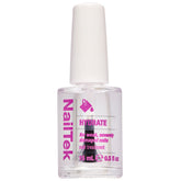 Nail Tek Hydrate bottle close-up highlighting nail hydration and conditioning.
