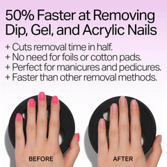 Nailboo acetone remover used for dip powder removal at home.
