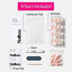 Nailboo Frenchie glue and pads enable strong hold with gentle removal.