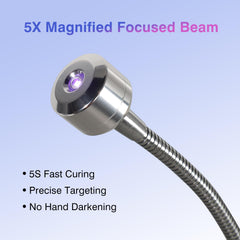 NailFace Flash Cure Lamp gooseneck enables flexible full-angle curing.