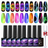 NAILGIL packaging shows eight-color cat eye gel polish set for salon use.
