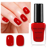 Nailshion red nail polish bottle close-up showing toxin-free formula and long-lasting color.