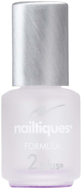 Nailtiques Formula 2 Plus bottle close-up showing nail strengthening and peeling prevention.