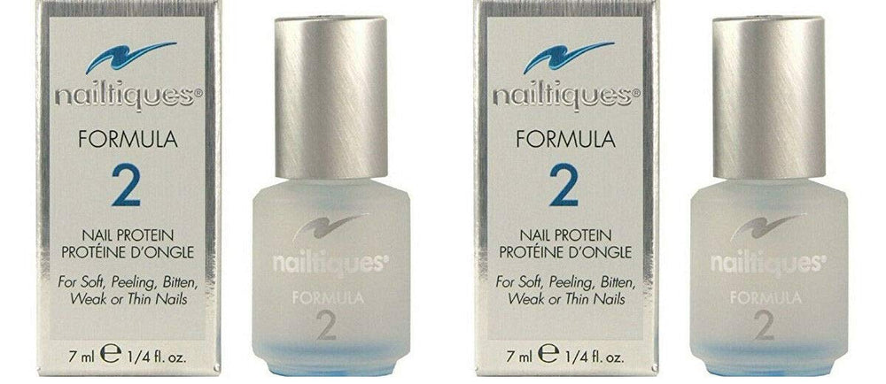 Nailtiques Nail Protein Formula 2 bottle provides quick-dry strengthening for nails.