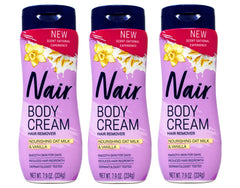 Nair Body Cream Hair Remover application shows smooth skin after use.