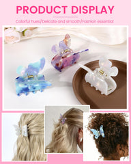 NAISIER butterfly hair clips pink-purple close-up highlights tortoise pattern.