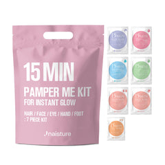 Naisture 15 Min Pamper Me Kit hair mask image highlights nourishment for shiny, healthy looking hair