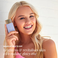 Naked Sundays CabanaGlow SPF50 application closeup, mineral sunscreen protecting while glowing
