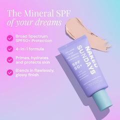 Naked Sundays SPF50 primer-sunscreen application demonstrated for a seamless makeup base