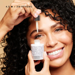 Naked & Thriving Illuminate serum swatch showing luminous glow